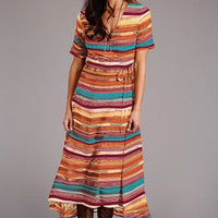 Stetson Women's Sunset Serape Print Herringbone Wrap Front Dress