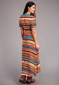 Stetson Women's Sunset Serape Print Herringbone Wrap Front Dress