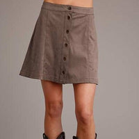 Stetson Women's Khaki Faux Suede Button Front Skirt