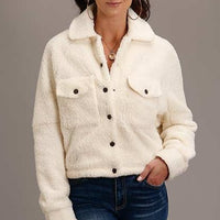 Stetson Women's Oversized Cropped Fleece- Cream