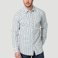 Wrangler Men's 20X Long Sleeve Striped Button Down Shirt