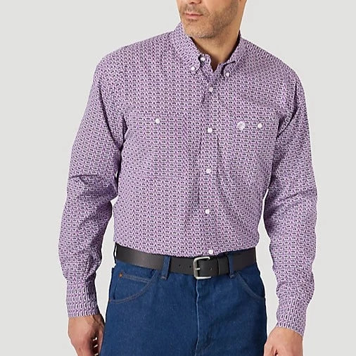 Wrangler Men's George Strait Purple Majesty Western Button Down Shirt