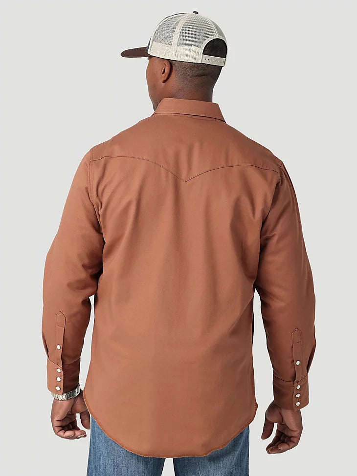 Wrangler Men's Cowboy Cut Flannel Lined Work Shirt-Brown