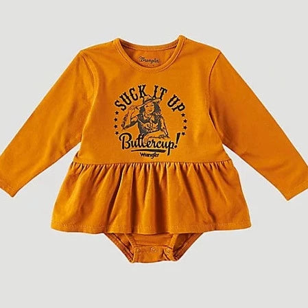 Wrangler Baby Girl's Suck It Up Buttercup Skirted Bodysuit