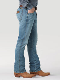Wrangler Retro Men's Green Jean Slim Boot Jean- Evergreen