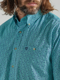 Wrangler Men's George Strait Teal Flowers Western Button Down Shirt