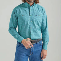 Wrangler Men's George Strait Teal Flowers Western Button Down Shirt