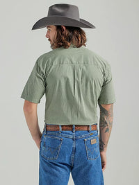 Wrangler Men's George Strait Short Sleeve Button Down Shirt- Green Plaid
