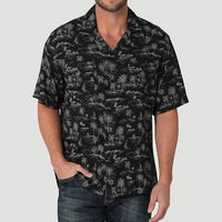 Wrangler Men's Coconut Cowboy Snap Front Camp Shirt- Tropical Black