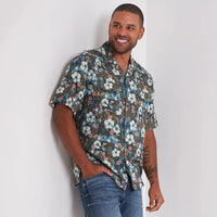 Wrangler Men's Coconut Cowboy Short Sleeve Camp Shirt-Tropical Olive