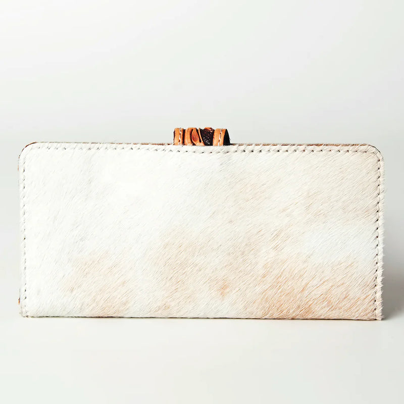 American Darling Hair on Hide/Hand Carved Leather Snap Wallet