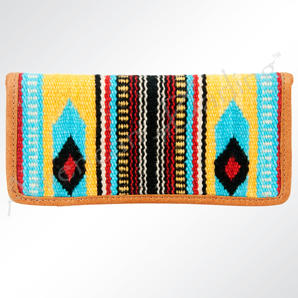 American Darling Saddle Blanket Wallet/Checkbook Cover-Mustard/Turquoise/red