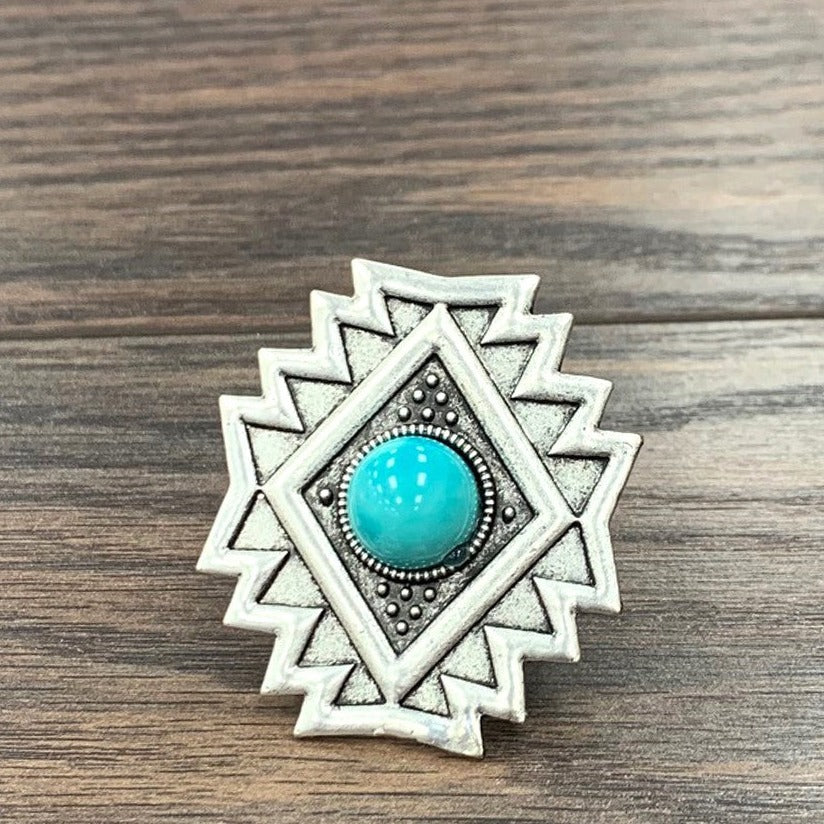 Silver and Turquoise Concho Adjustable Ring