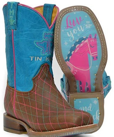 Tin Haul Kids Wide Square Hearts and Colts Boot