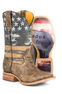Tin Haul Men's Freedom Square Toe Boot with Dog Tag Sole