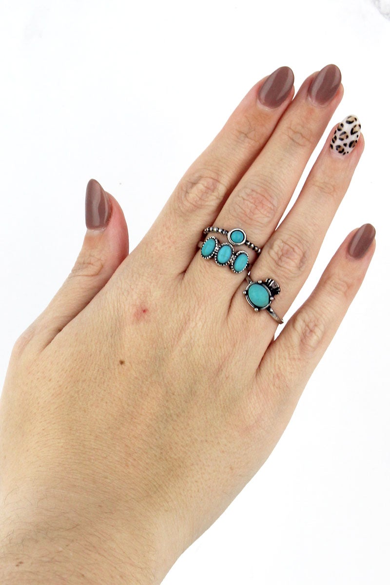 Turquoise Rory Ring Trio