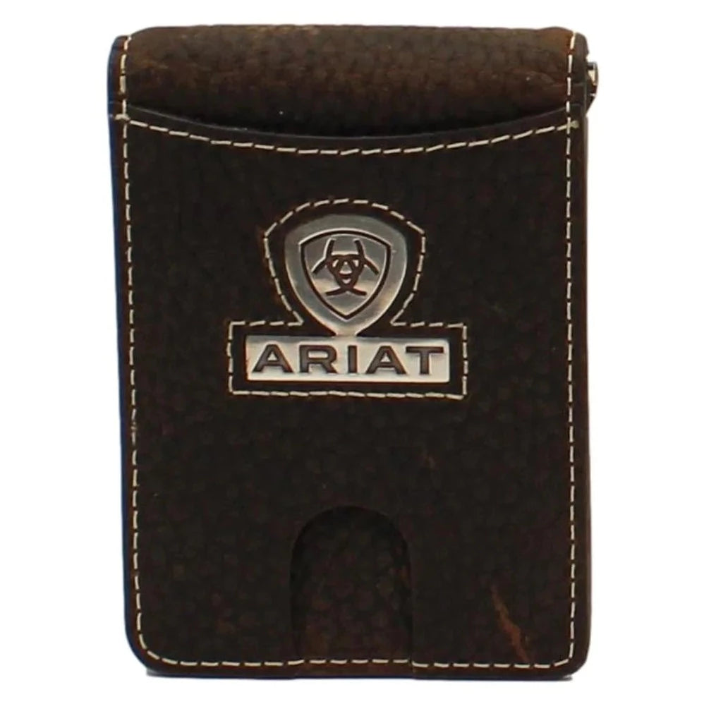 Ariat Men's Leather Bi Fold Money Clip Card Case