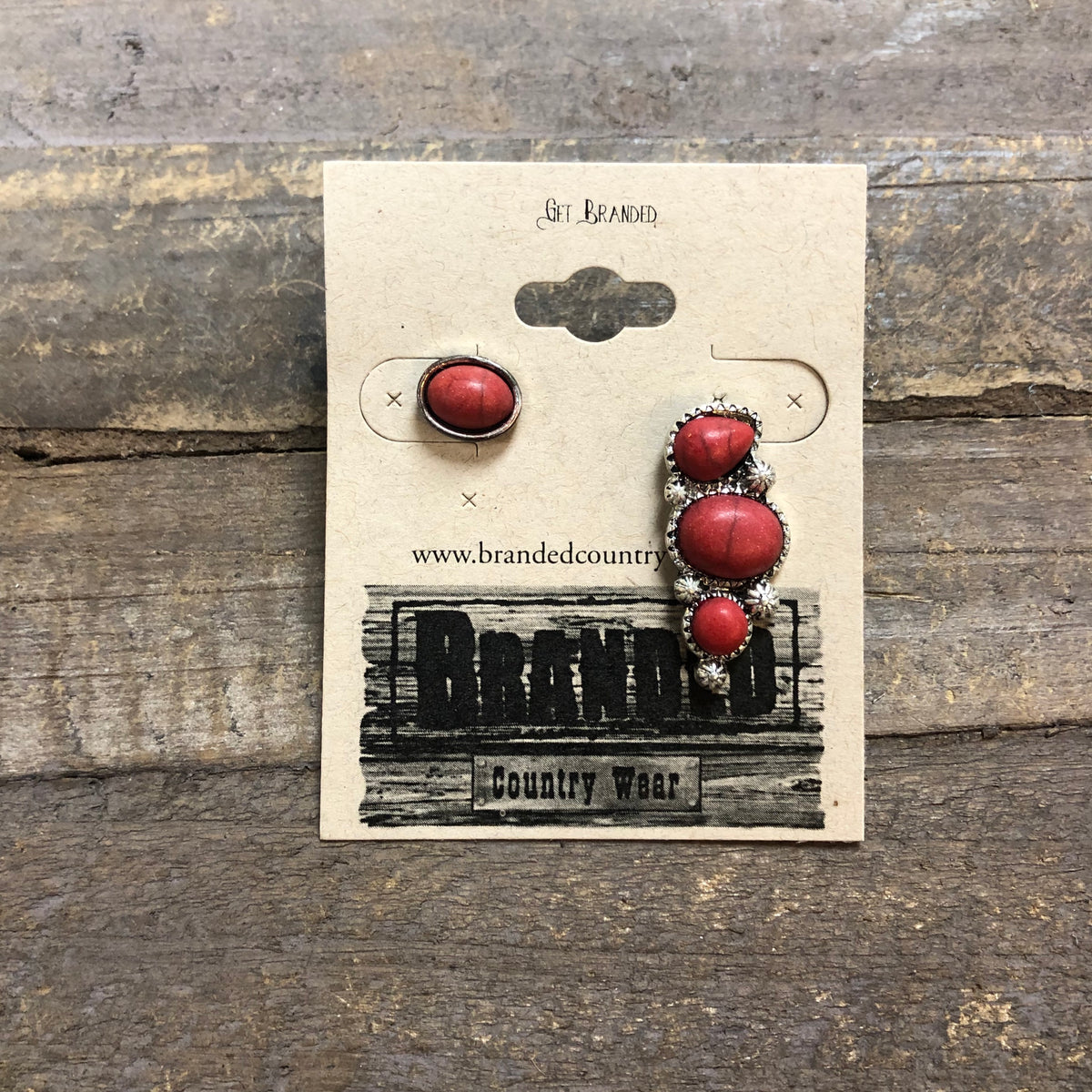 Red Stone Mismatched Earrings
