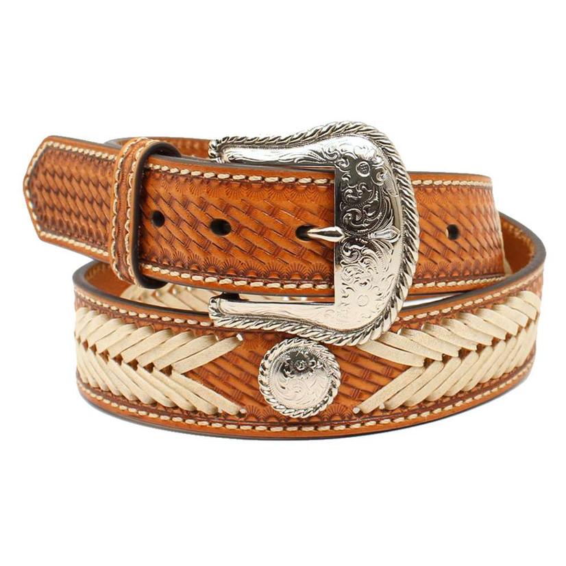 Buy Brown Western Braided Belt For Men, Silver Buckle