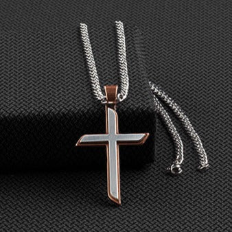 Twister Men's Copper and Silver Cross Necklace