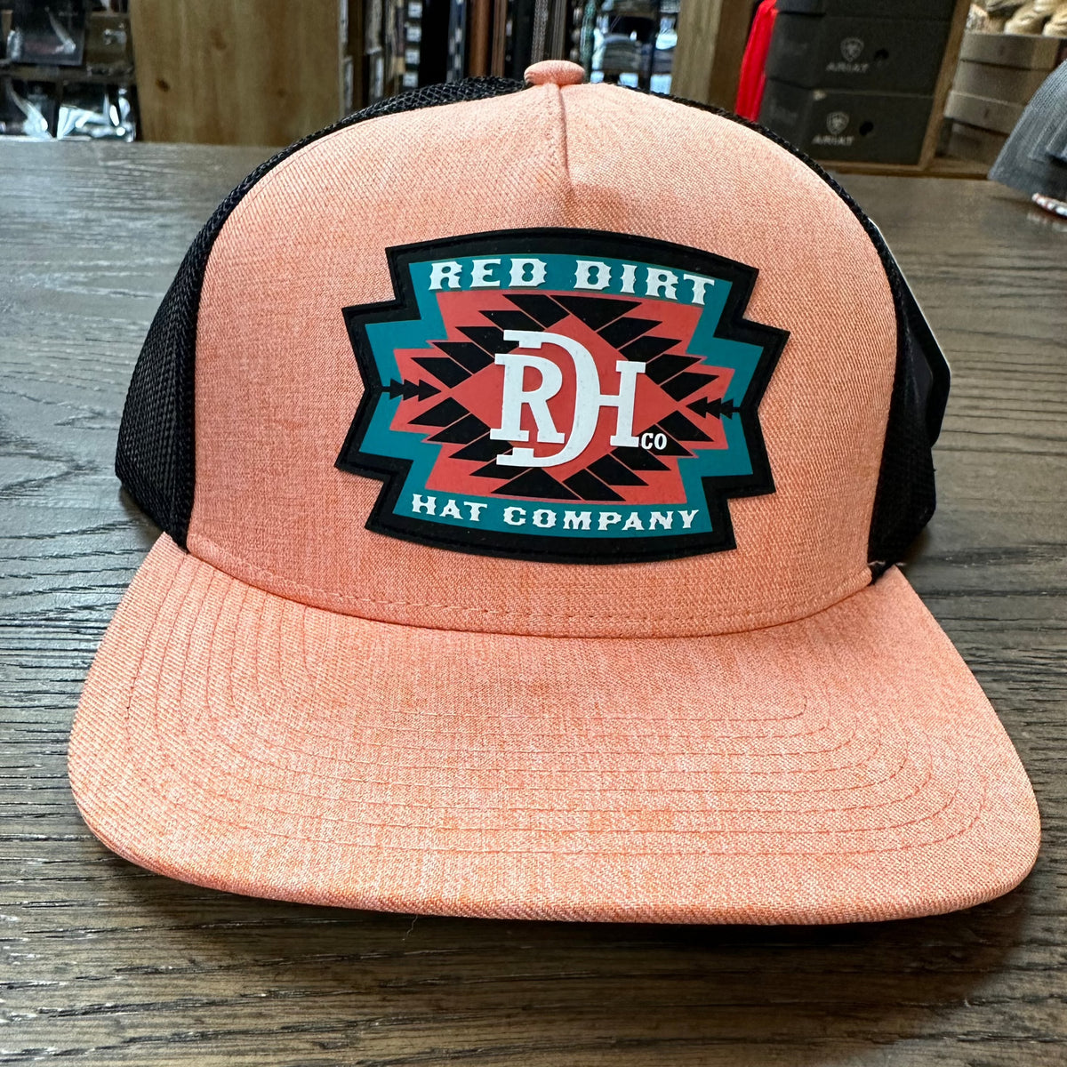 Red Dirt Hat Co. "Watermelon Aztec" Hat in Coral/Black
