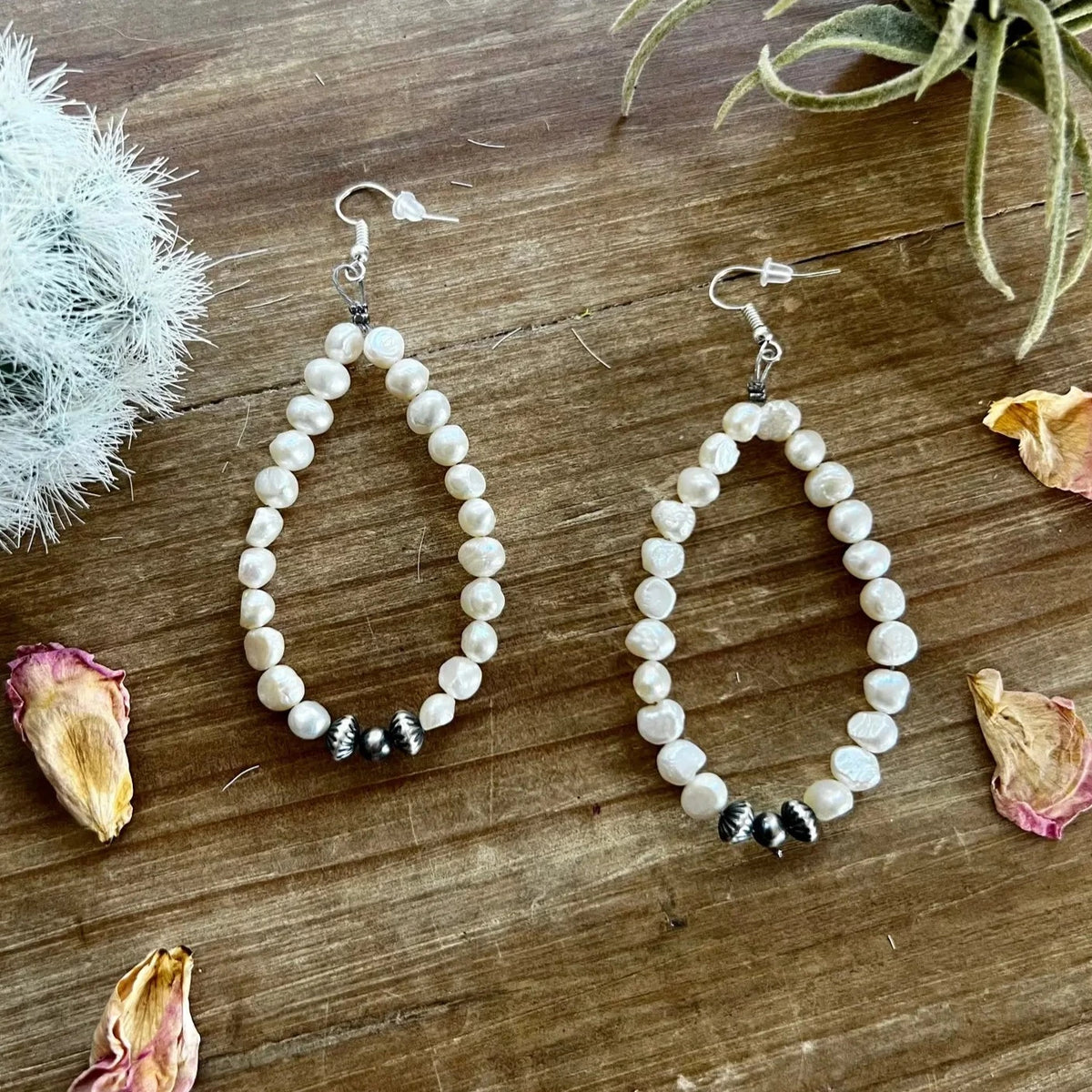 3 1/2 " White Freshwater Pearl Teardrop Earrings