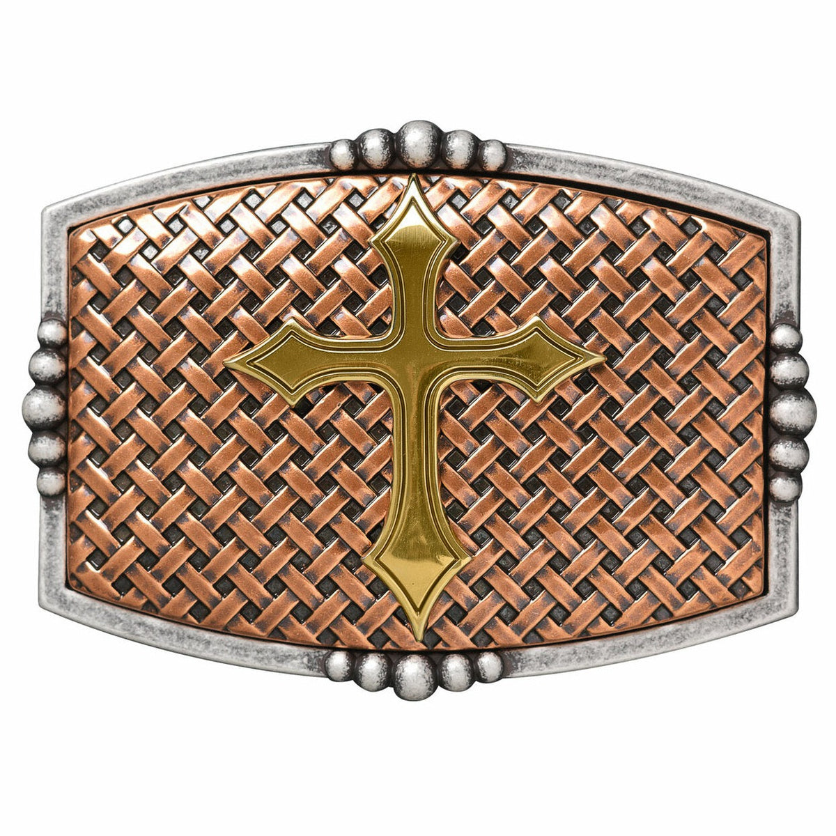 Nocona Gold Cross Tri-Color Belt Buckle