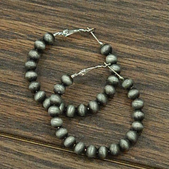 Navajo Inspired Pearl Hoop Earrings