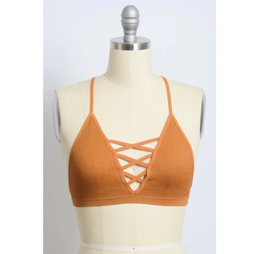 Seamless Lace Up Racerback Bralette (5 Colors Available)