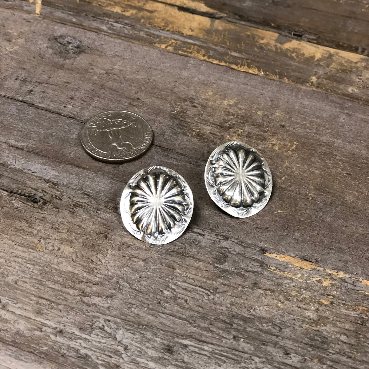 Handmade Sterling Silver Concho Earrings