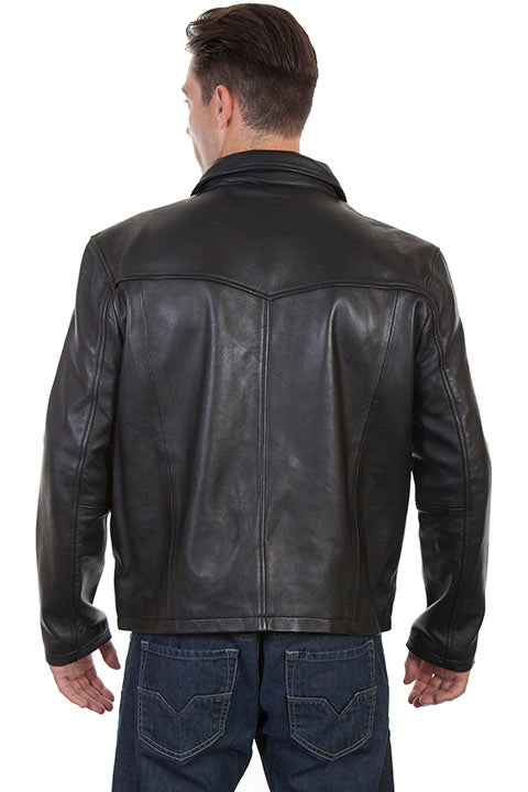 Scully Men's Western Yoke Concealed Carry Leather Jacket-Black