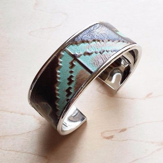 Turquoise Navajo Leather Narrow Cuff Bracelet