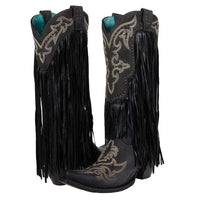 Corral Women's Black Lamb Fringe Western Boot