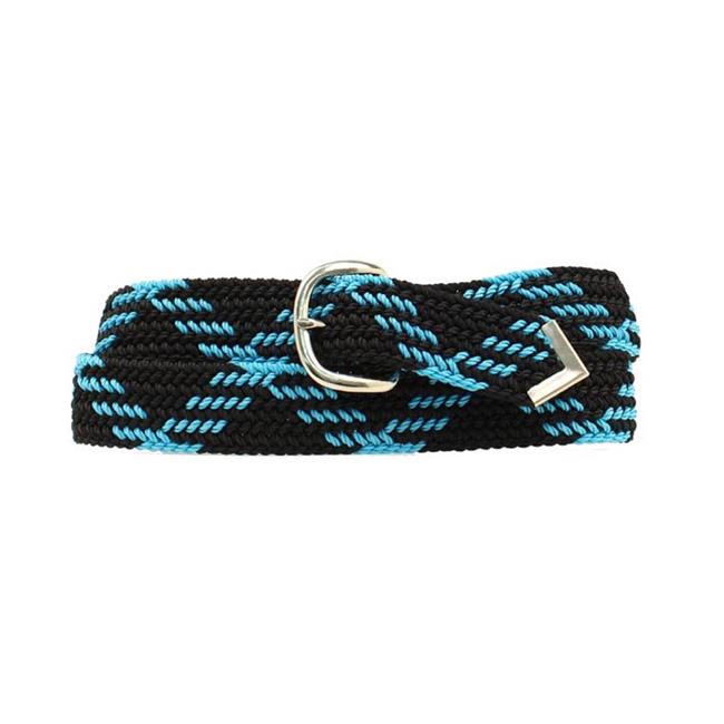 Black and Turquoise Nylon Braided Belt