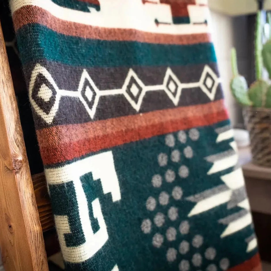 Andean Alpaca Wool Blanket - Evergreen