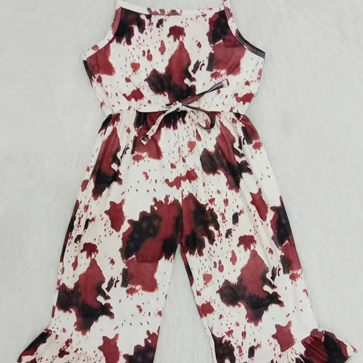 Baby And Toddler Girl's Cow Print Jumpsuit