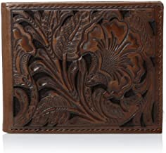 Ariat Floral Embossed Brown Leather Bifold Wallet