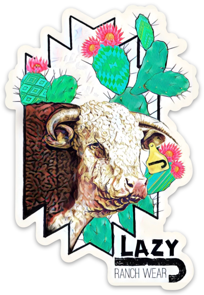 Lazy J Ranch Wear Flowery Cactus Sticker