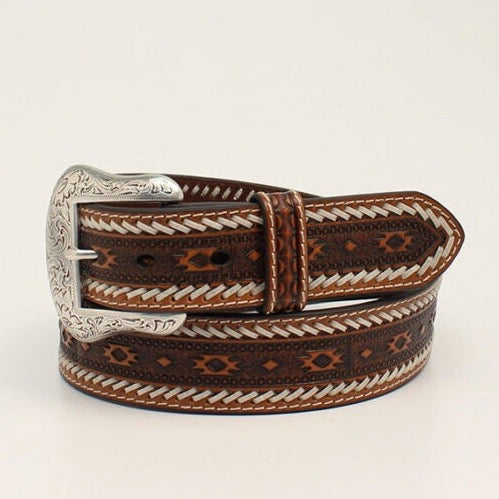 Ariat Men's Southwest Buck Stitch Brown Leather Belt
