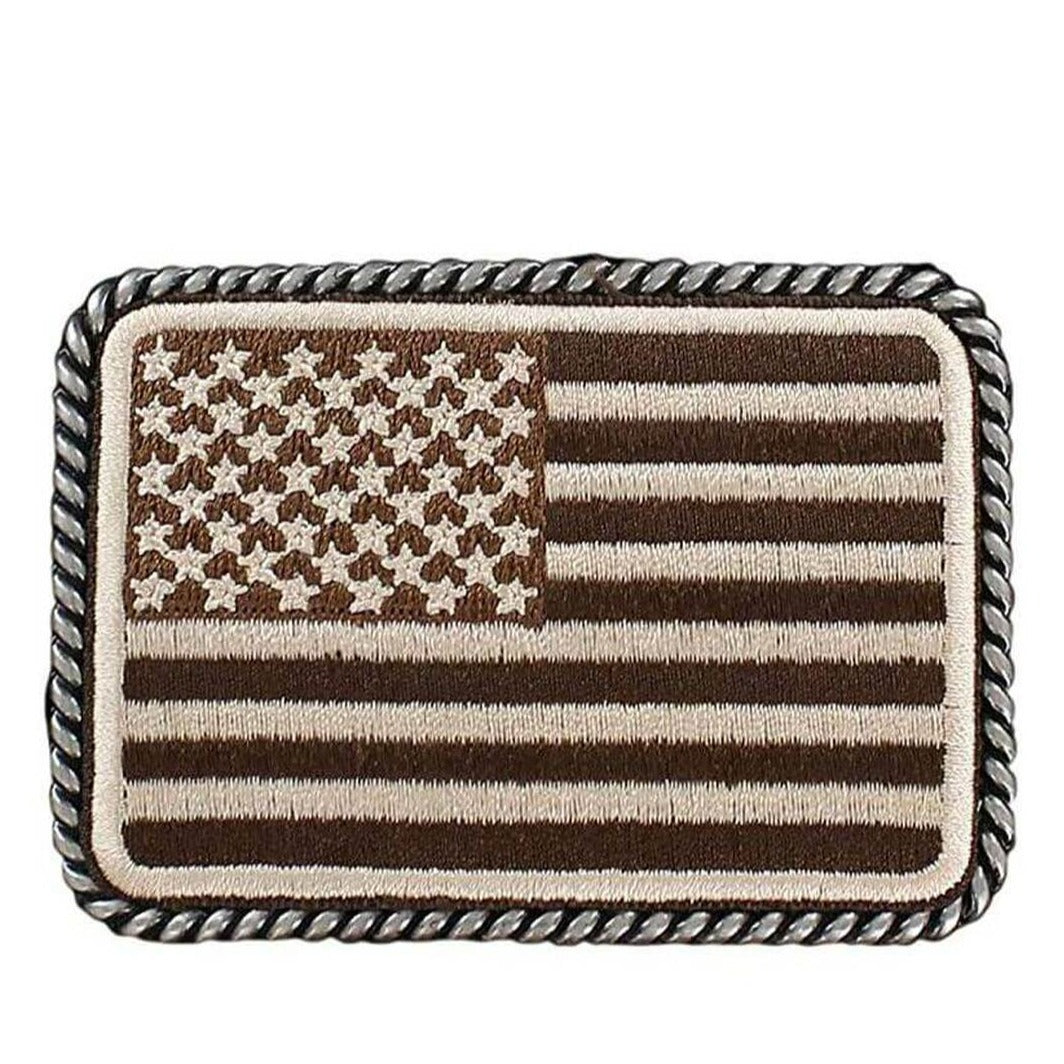 Ariat Embroidered American Flag Rectangle Belt Buckle