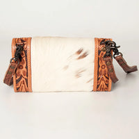 American Darling Hair on Hide and Hand Carved Snap Leather Wristlet/Crossbody