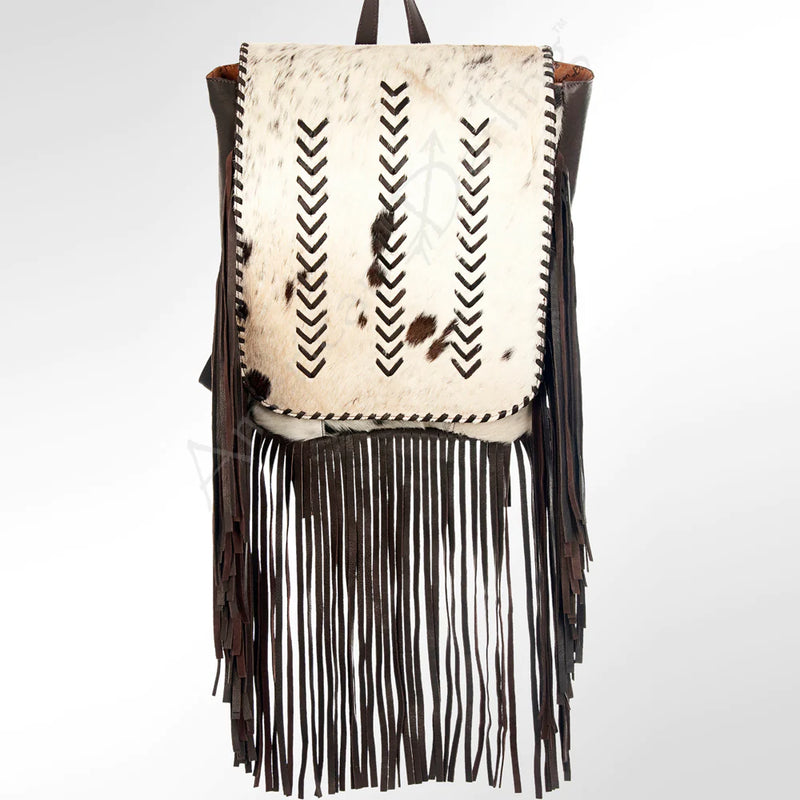 American Darling Leather Hair On Hide Backpack With Fringe