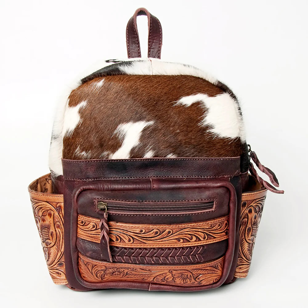 Klassy Cowgirl Leather Basketweave Tooled Backpack: Chicks Discount Saddlery