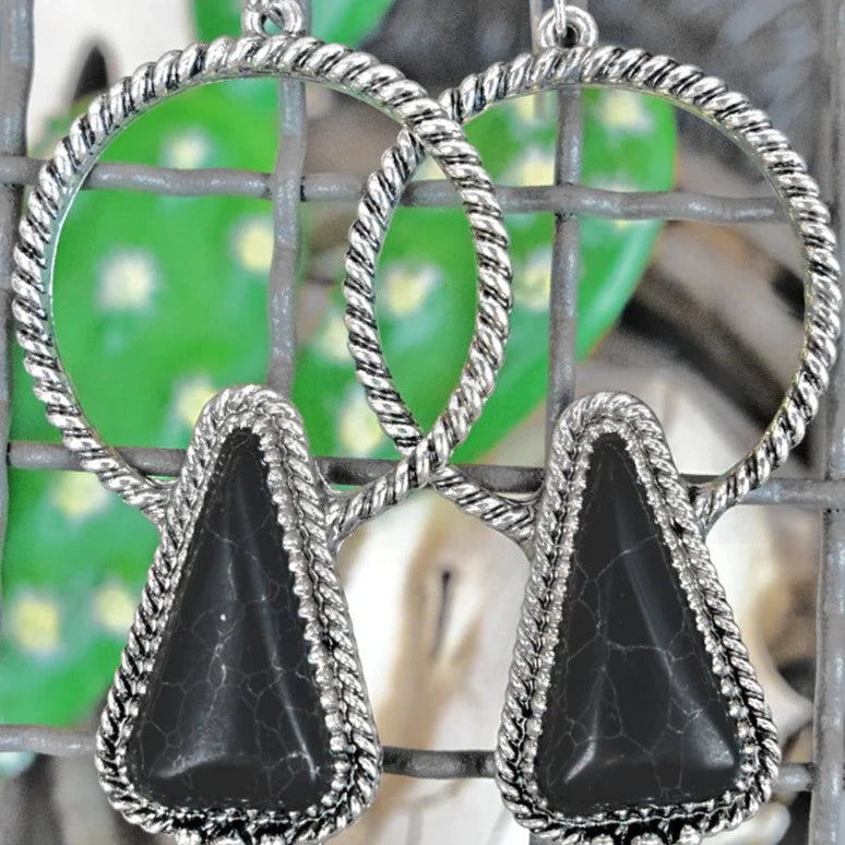 Black and Silver Hoop Earrings