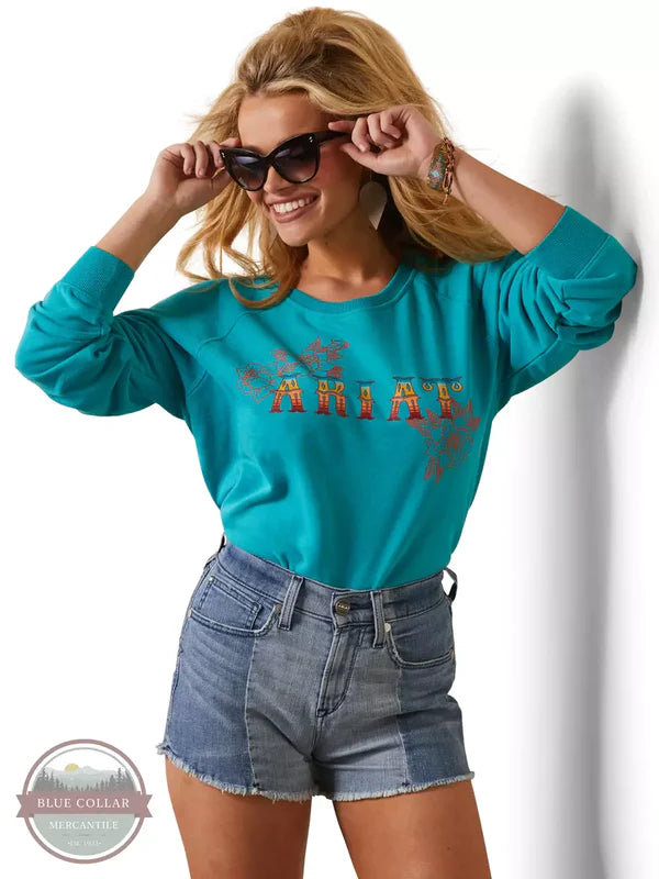 Ariat Women's Rose Embroidered Crewneck Sweatshirt