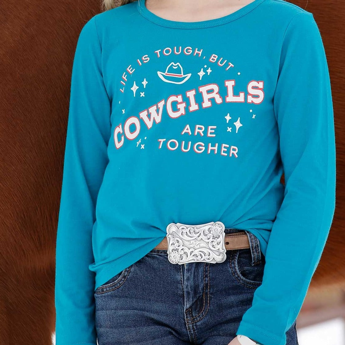 Cruel Girls Life Is Tough But Cowgirls Are Tougher Tee-Teal