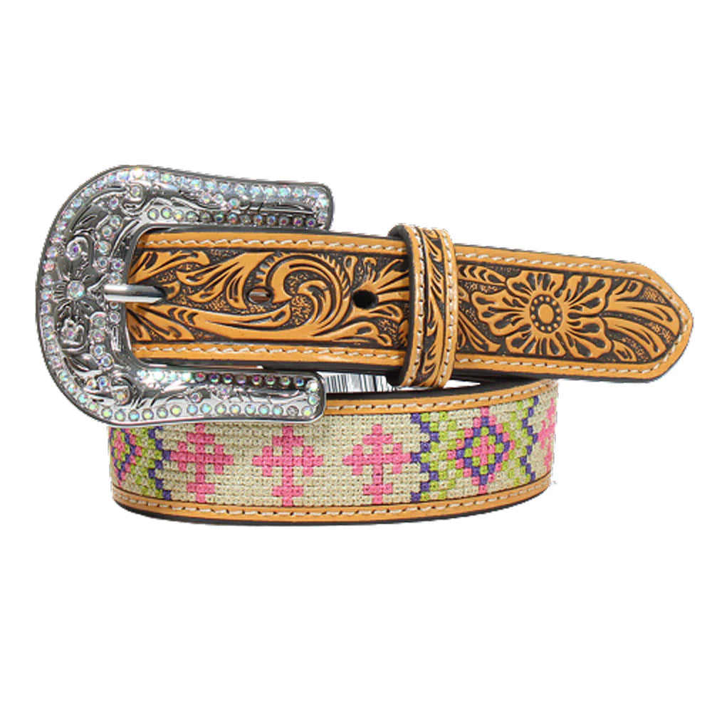 Angel Ranch Girls Girls' Western Brown Belt with Embroidery