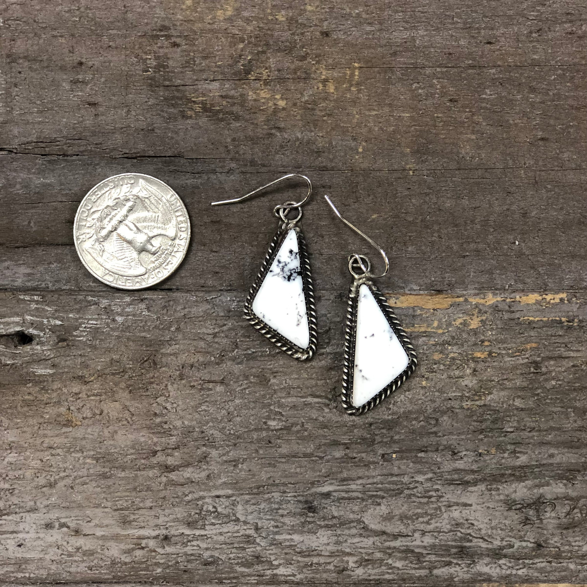 Handmade Navajo Sterling Silver and White Buffalo Earrings