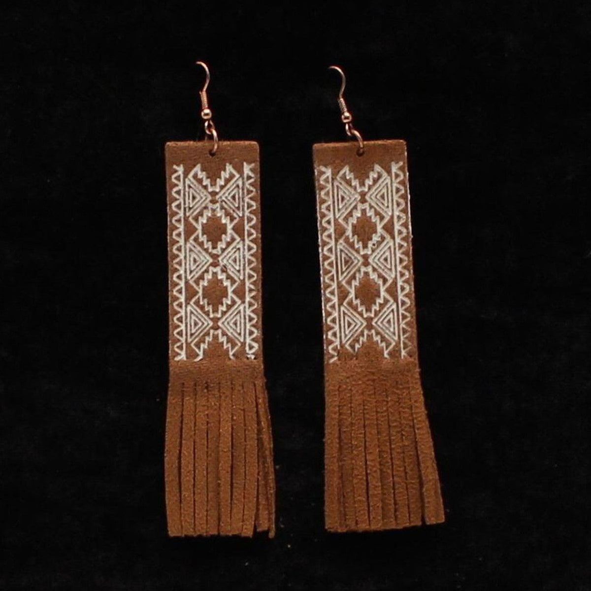 Blazin Roxx Leather Aztec Fringe Earrings