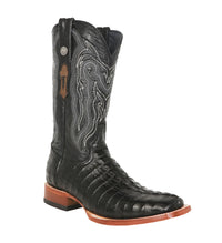 Tanner Mark Men's "Lufkin" Caiman Print Western Boot-Black